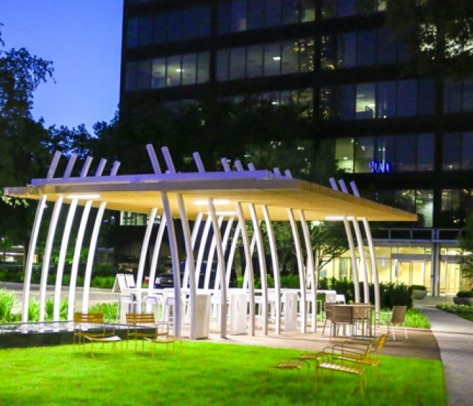 Applications_Menu_GATHER Architectural outdoor seating at a park