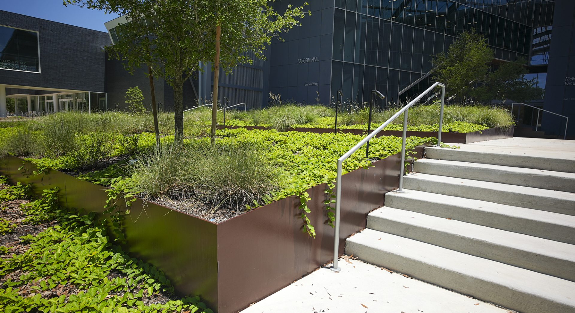 Renfrow fabricated planters at Rice University.