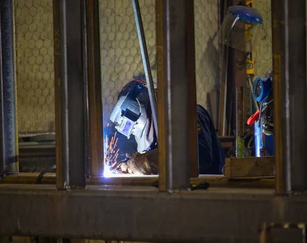 Renfrow+Co welding team fabricating pavilions